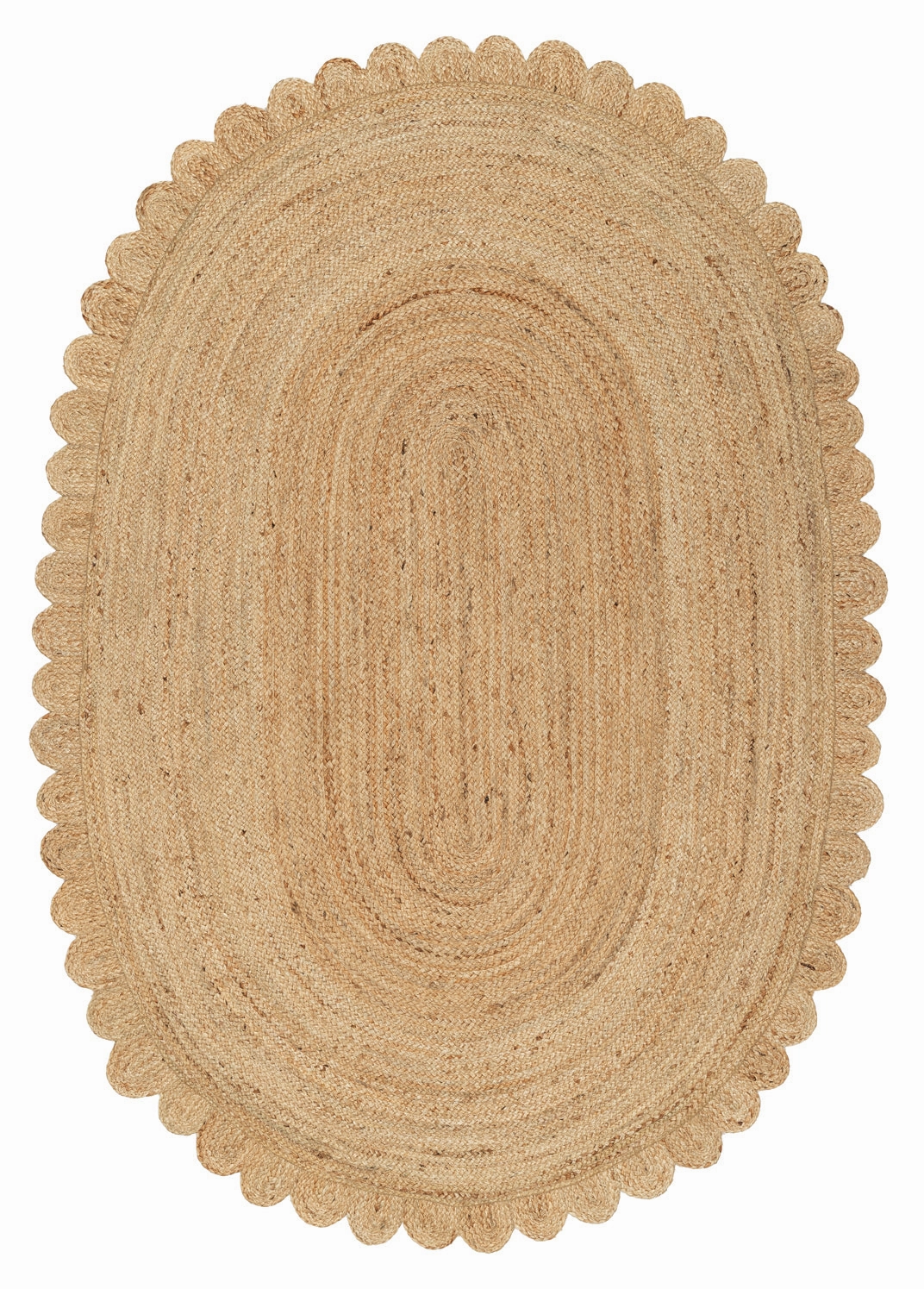 Ejiya Natural Brown Scalloped Jute Oval Rugmodern color block patchwork rug