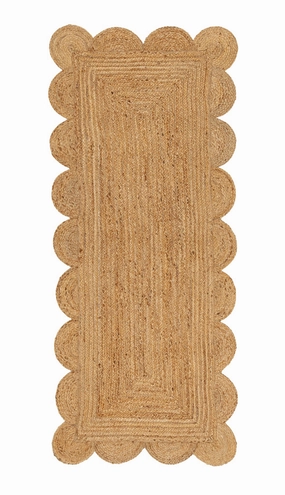 Ejiya Natural Brown Scalloped Jute Runner Rugmodern color block patchwork rug