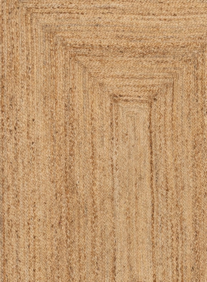 Ejiya Natural Brown Scalloped Jute Runner Rug