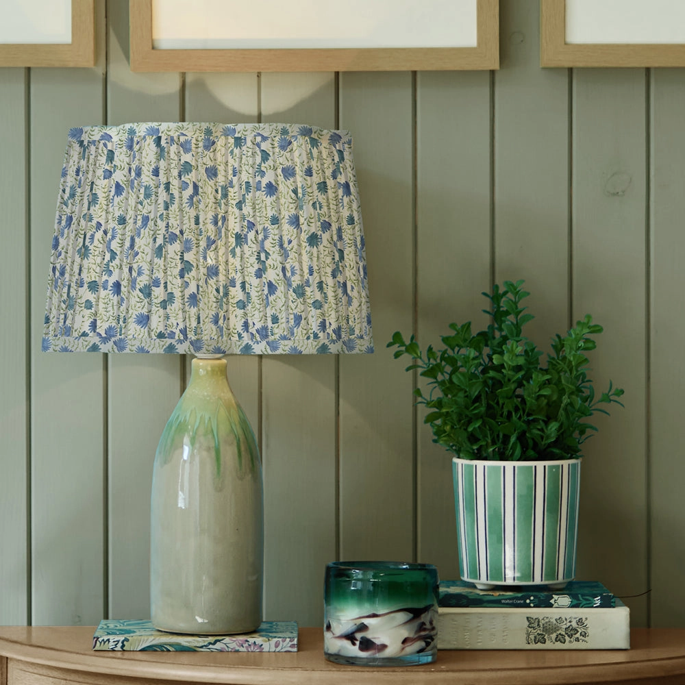Elai Pleated Scalloped Lamp Shade Denim