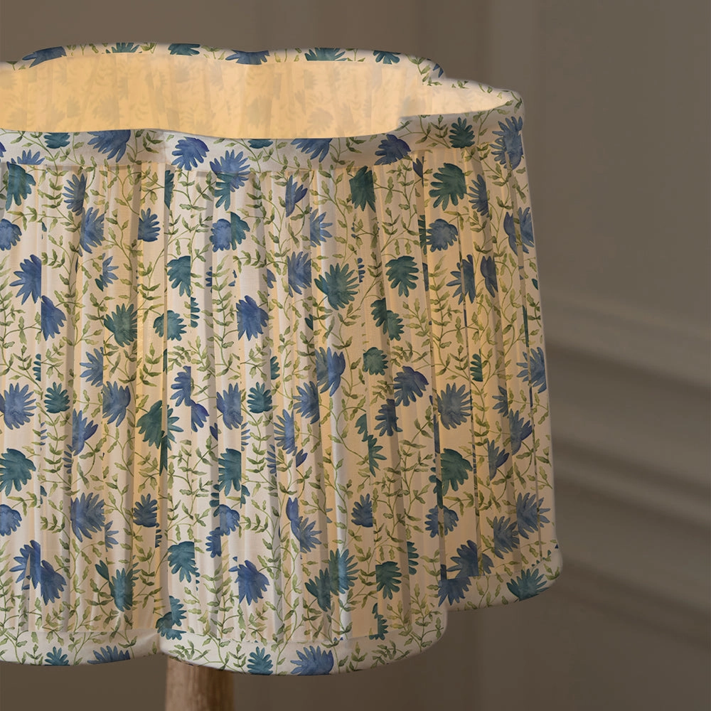 Elai Pleated Scalloped Lamp Shade Denim
