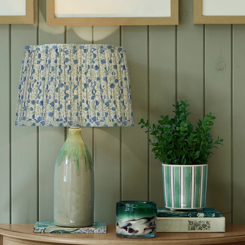Elai Pleated Scalloped Lamp Shade Denim