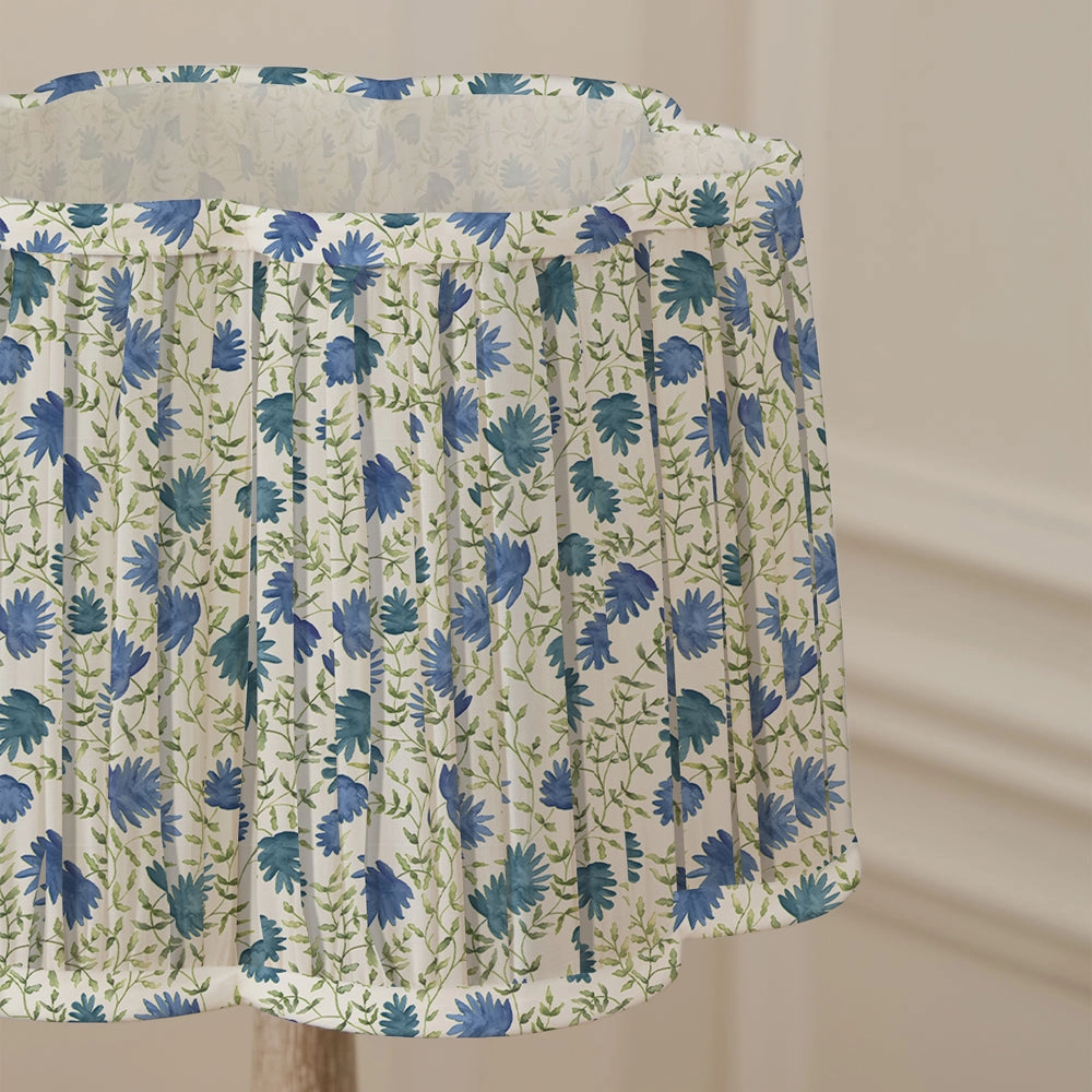 Elai Pleated Scalloped Lamp Shade Denim