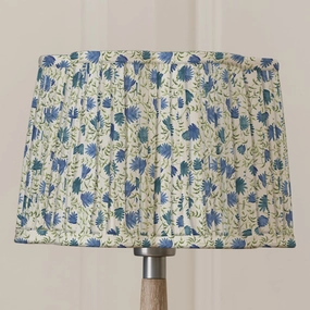 Elai Pleated Scalloped Lamp Shade Denimreplacement lampshade,White Linen Drum Lampshade for Table or Floor Lamp