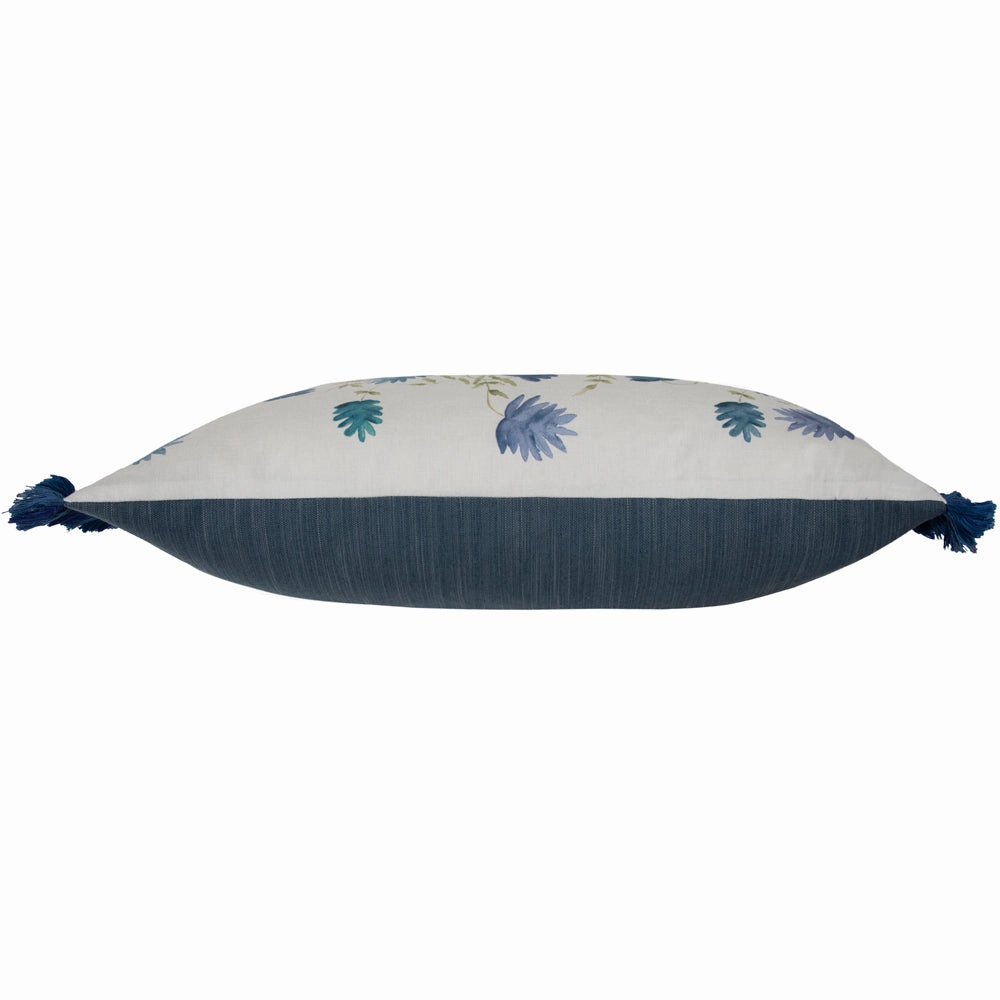 Elai Printed Ruche Fringe Cushion Denim