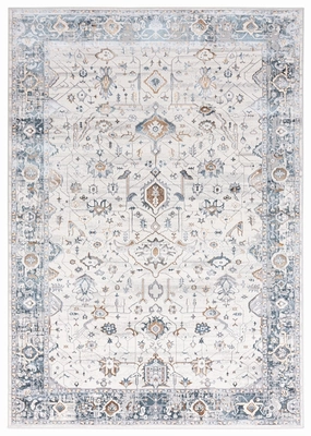 Eleanor Cream Blue and Tan Lustrous Traditional Rug *NO RETURNS UNLESS FAULTYmodern color block patchwork rug