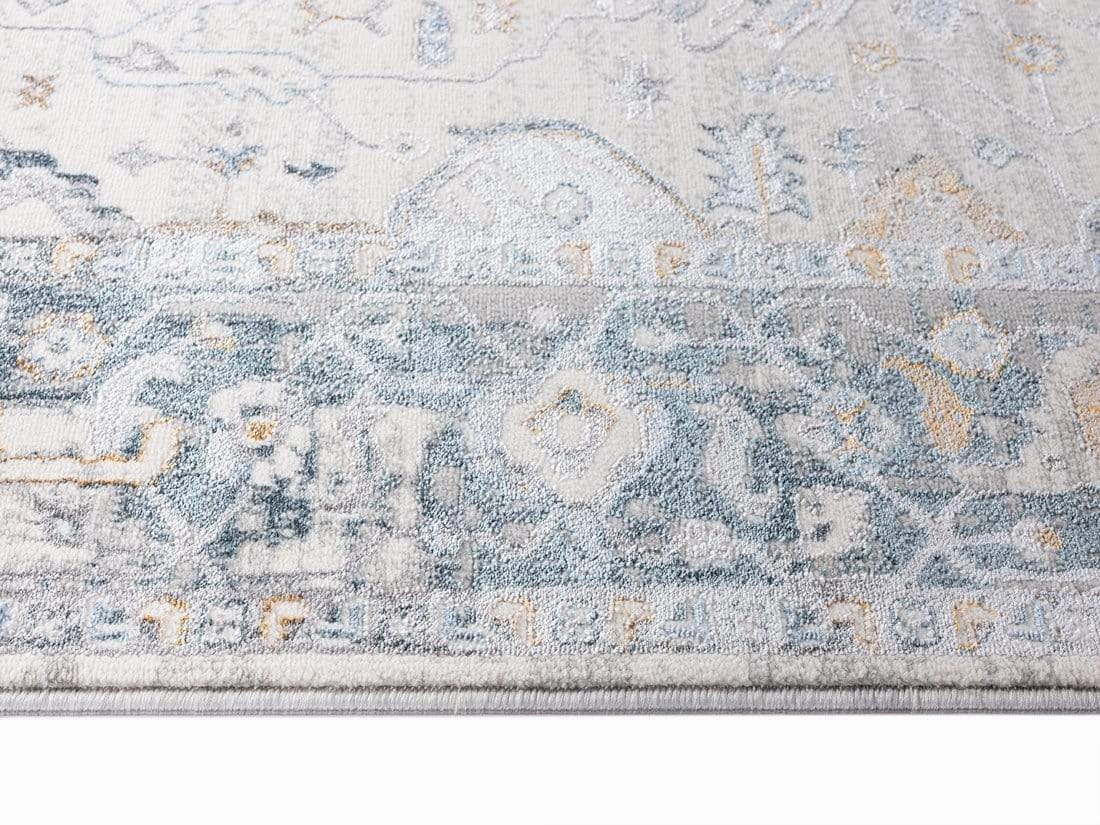 Eleanor Cream Blue and Tan Lustrous Traditional Rug *NO RETURNS UNLESS FAULTY