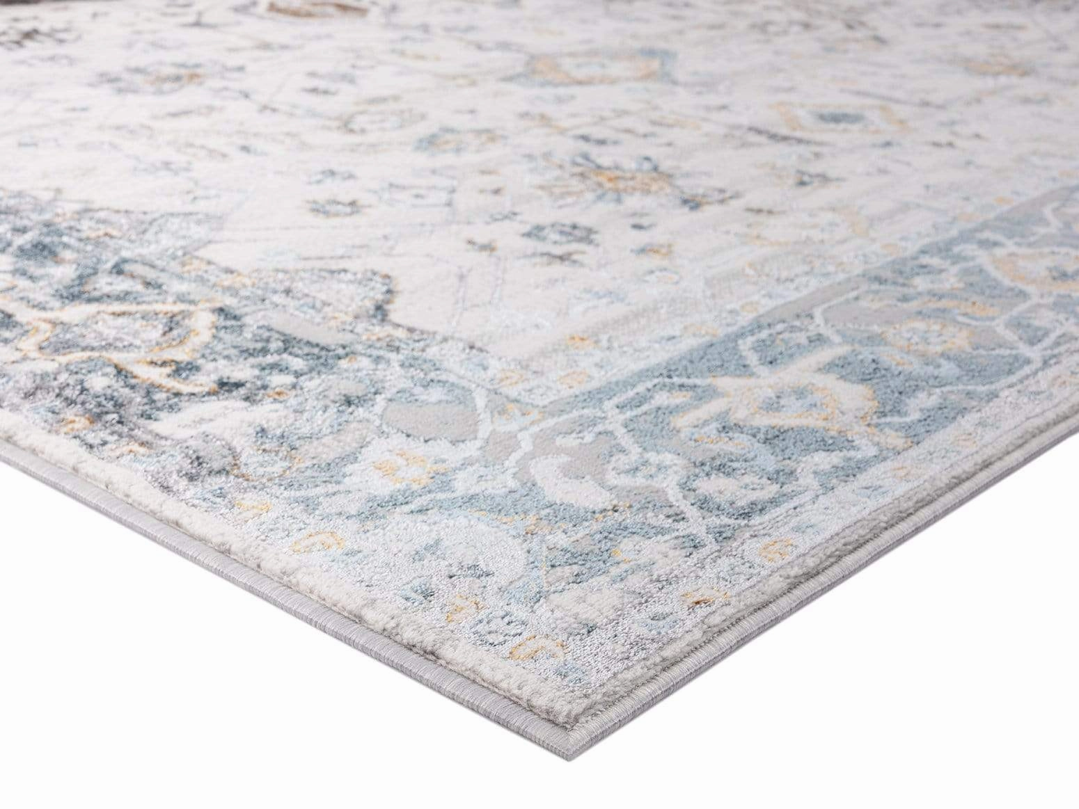 Eleanor Cream Blue and Tan Lustrous Traditional Rug *NO RETURNS UNLESS FAULTY