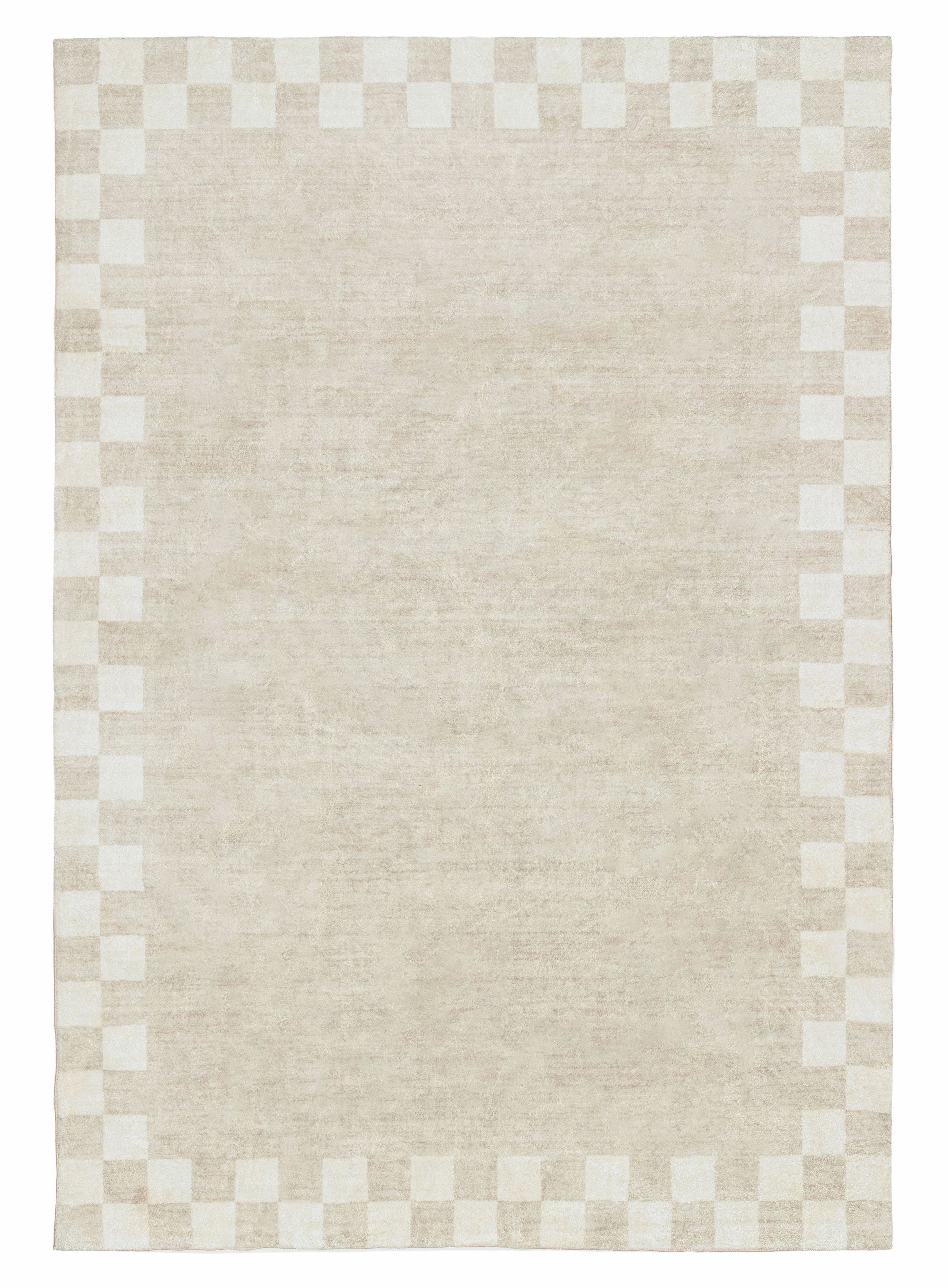 Eliora Grey Checkered Border Washable Rugmodern color block patchwork rug