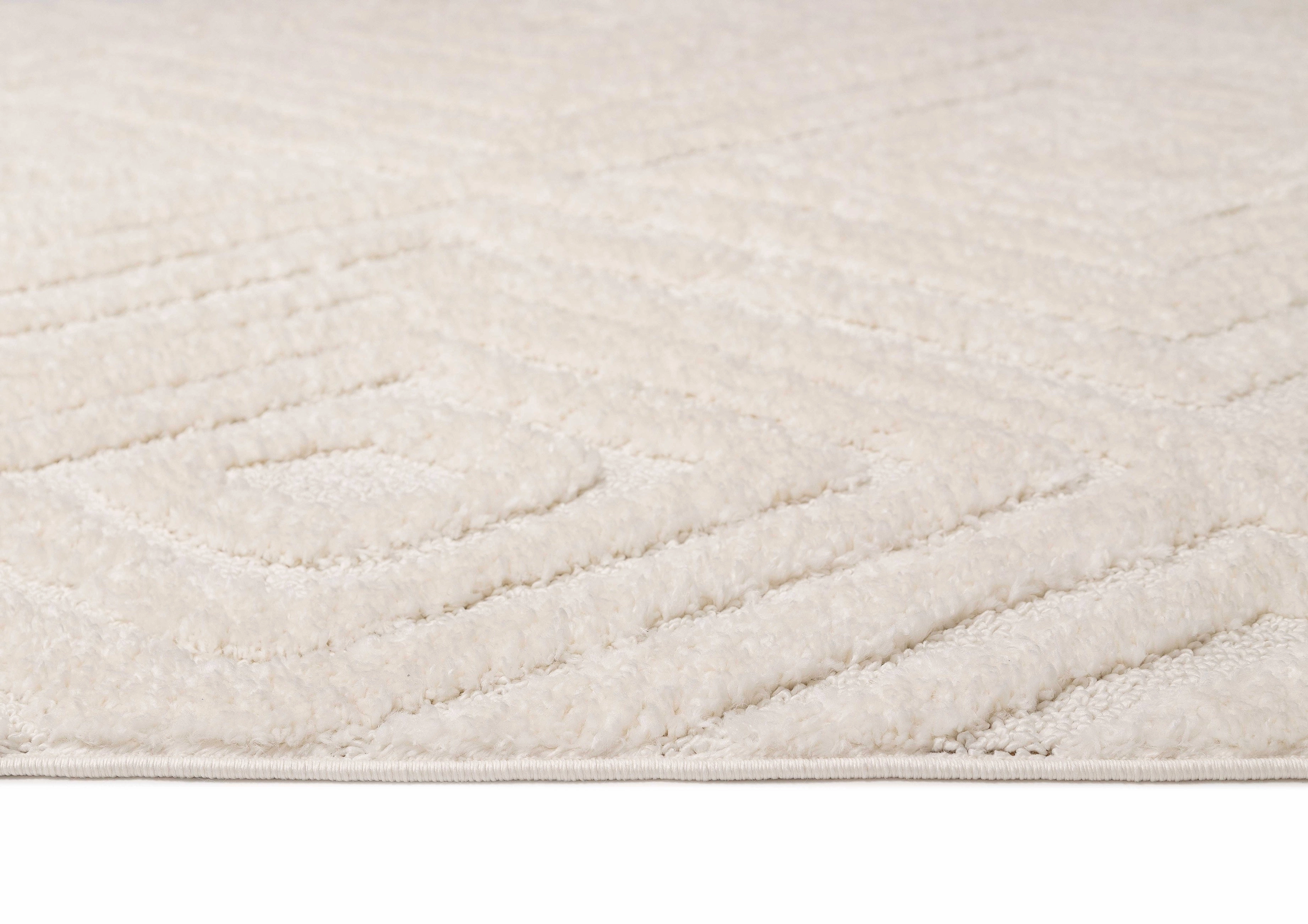 Elle Ivory Cream Diamond Tribal Textured Rug