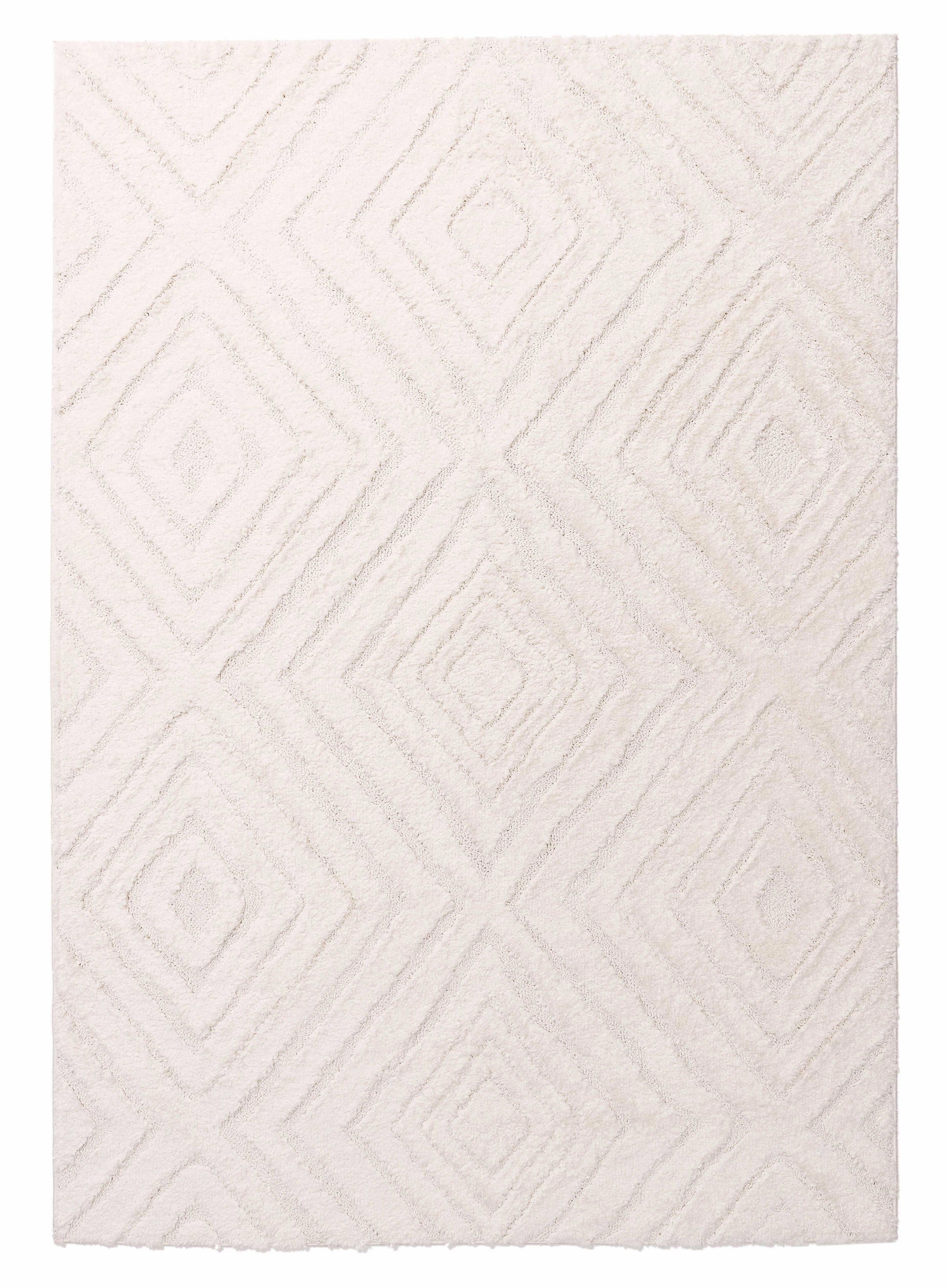 Elle Ivory Cream Diamond Tribal Textured Rugmodern color block patchwork rug
