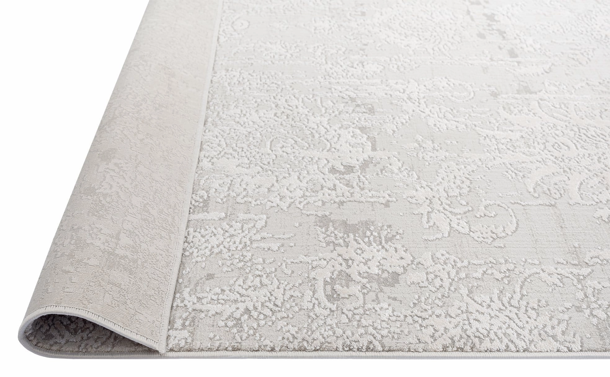 Ellery Grey Ivory Distressed Floral Rug