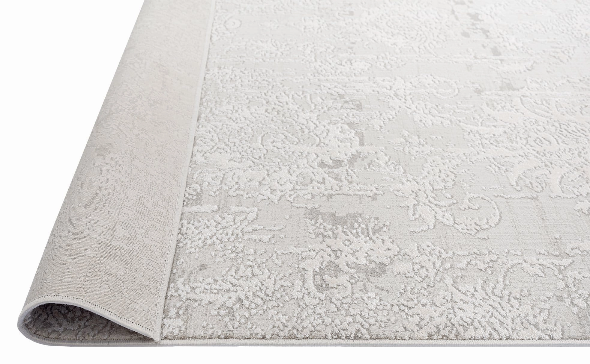 Ellery Grey Ivory Distressed Floral Rug