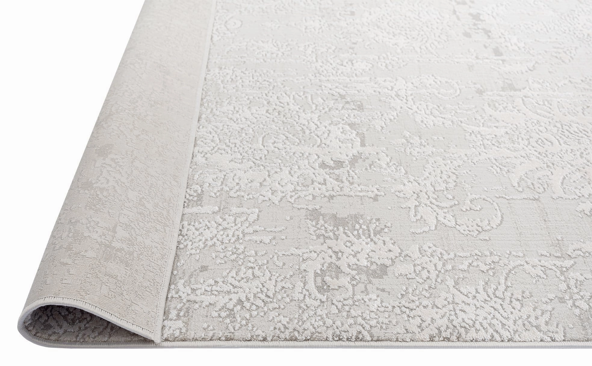 Ellery Grey Ivory Distressed Floral Rug