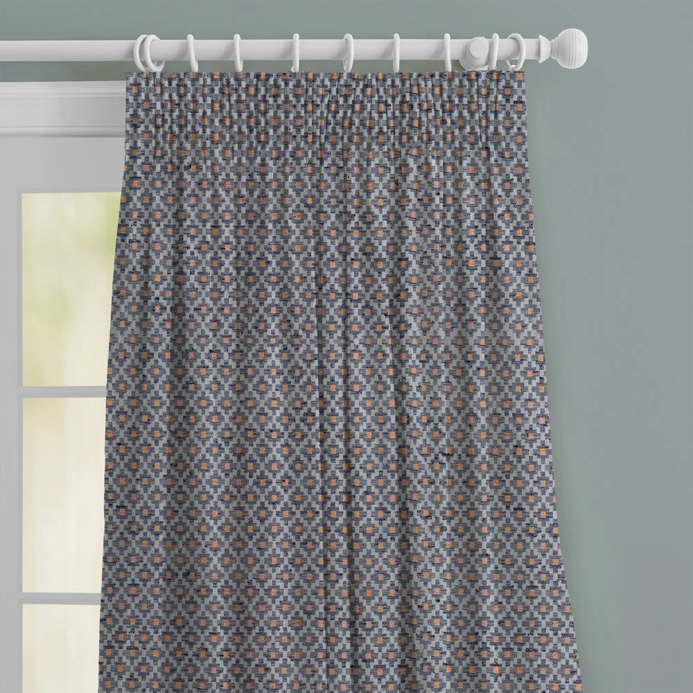 Elmore Woven Jacquard Made to Measure Curtains Cornflower