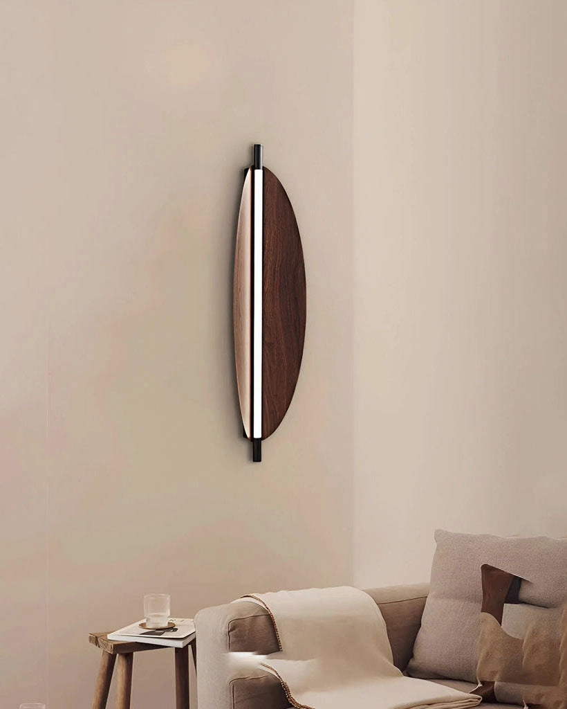 Elongated Wooden Glow Wall Sconce - Small