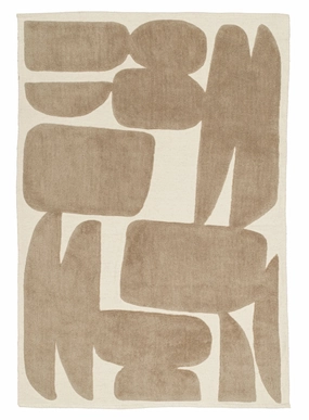 Eluru Taupe Abstract Washable Wool Rugmodern color block patchwork rug