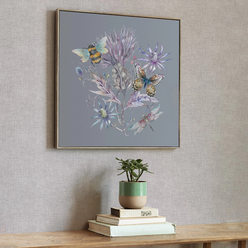 Elysium Storm Framed Canvas Stone