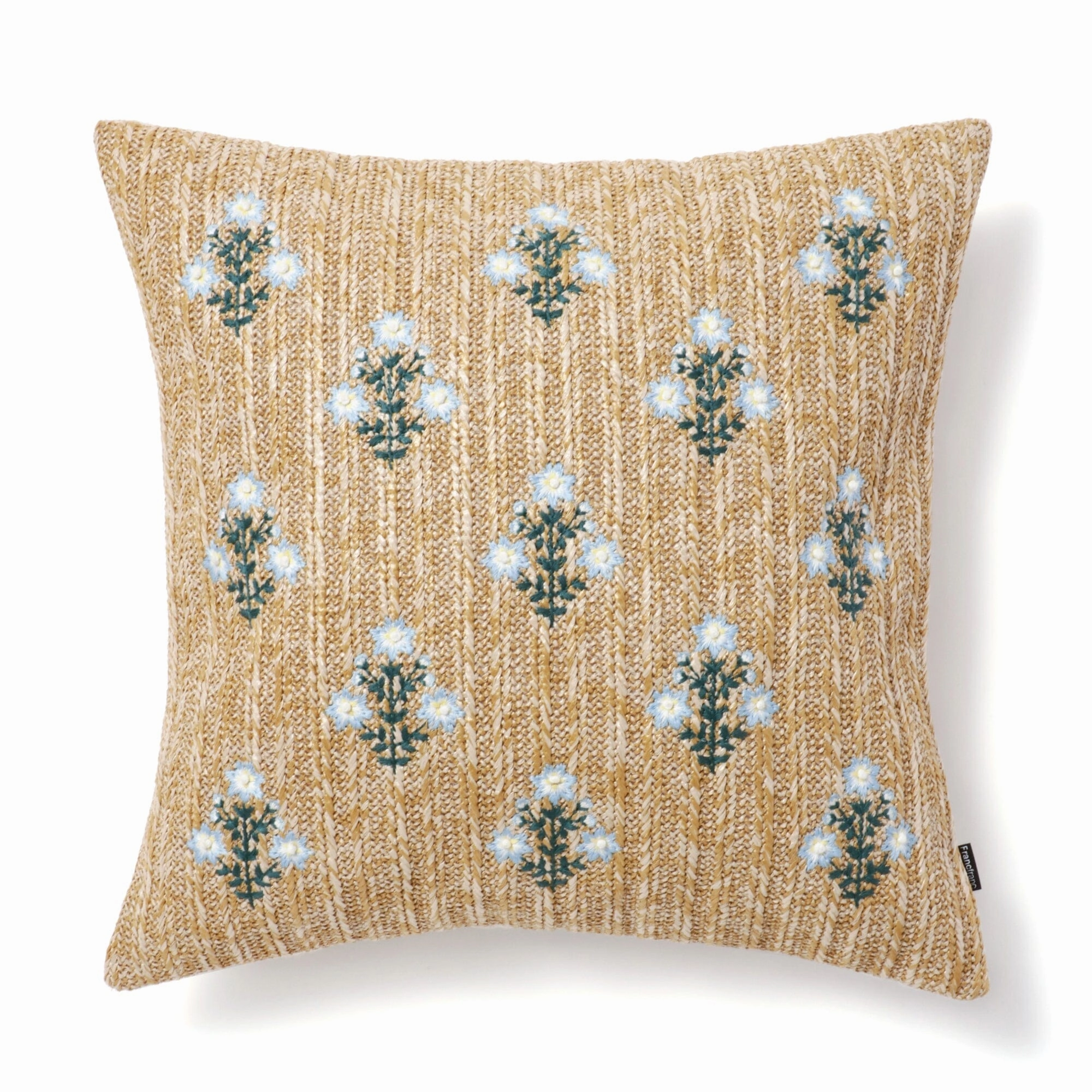 Emb Flower Cushion Cover 450 x 450  Natural x Bluebedding sets ,throw blankets 