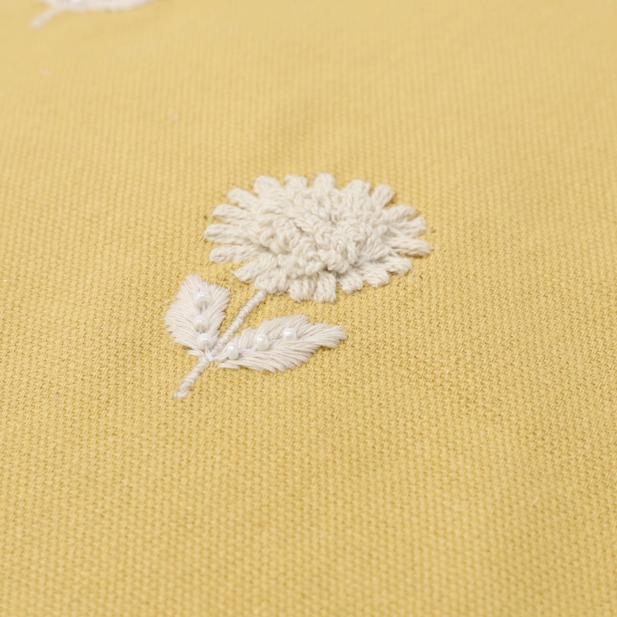 Emb Flower Cushion Cover 450 X 450 Yellow