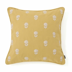 Emb Flower Cushion Cover 450 X 450 Yellowbedding sets ,throw blankets 