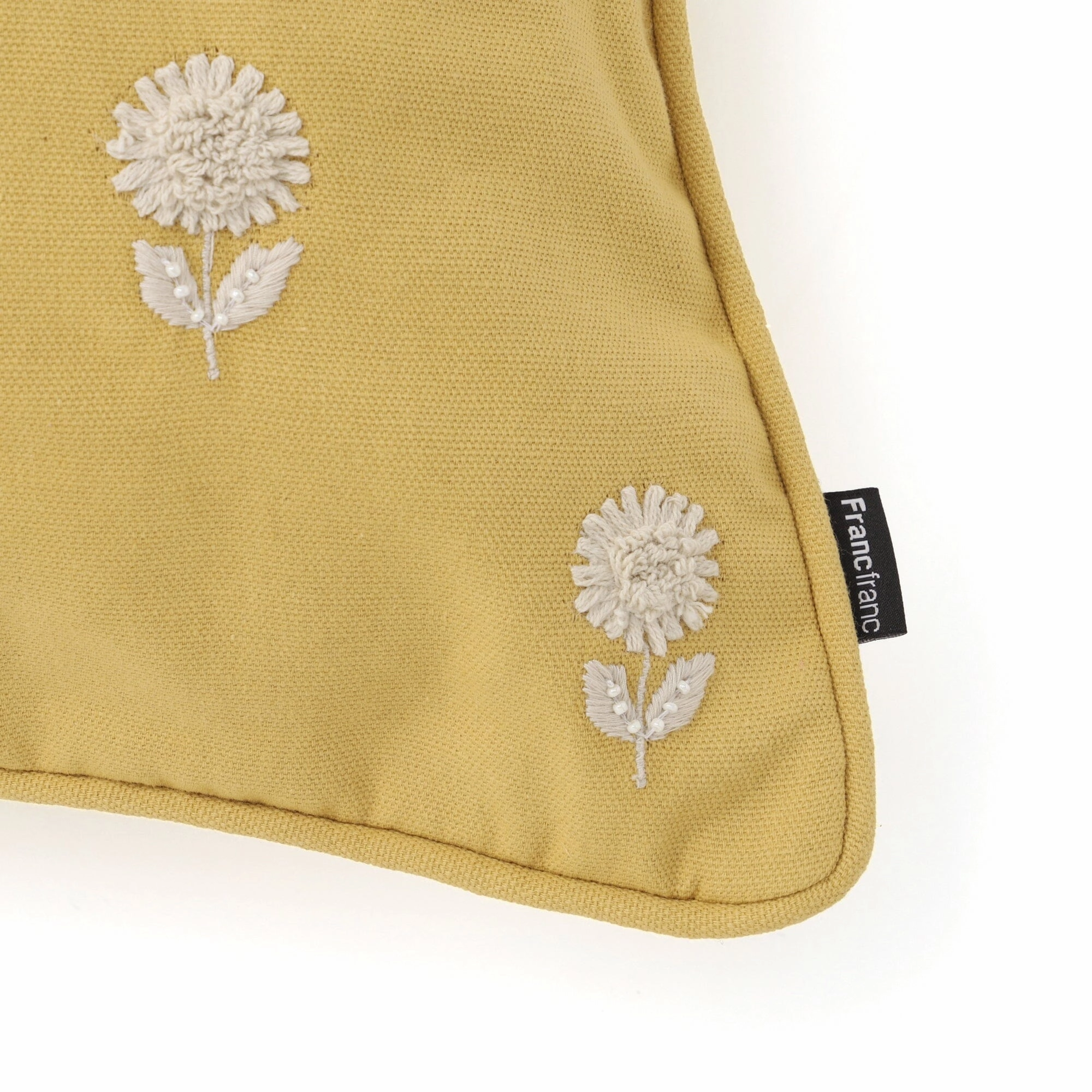 Emb Flower Cushion Cover 450 X 450 Yellow