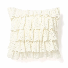 Emb Lace Frill Cushion Cover 450 x 450  Whitebedding sets ,throw blankets 