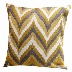 Embroidered Yellow and Grey Throw Cushionhome decoration ,modern home decor 