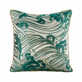 Emerald Japanese Wave Throw Cushionhome decoration ,modern home decor 