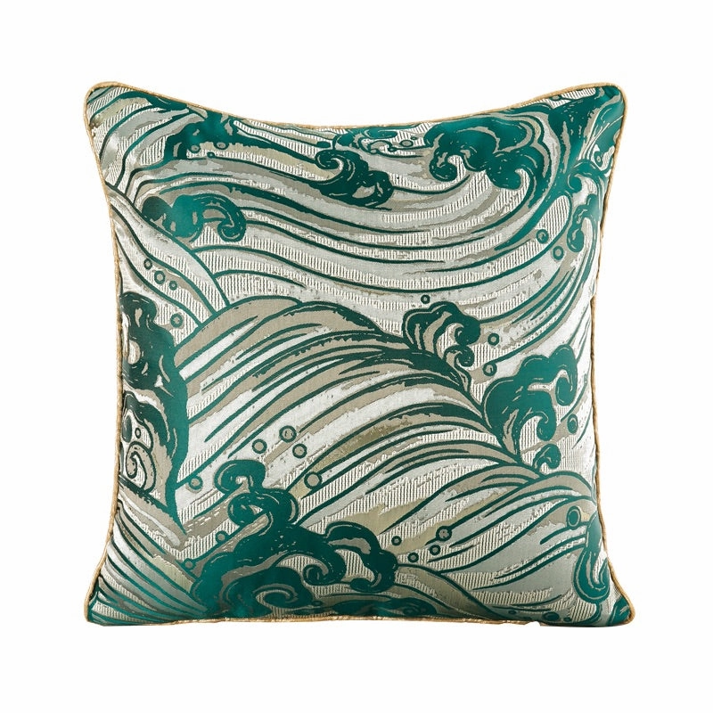 Emerald Japanese Wave Throw Cushionhome decoration ,modern home decor 