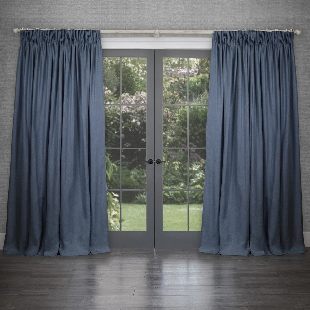 Emilio Woven Pencil Pleat Curtains Storm