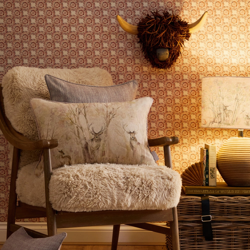 Enchanted Forest Printed Piped Cushion Cream