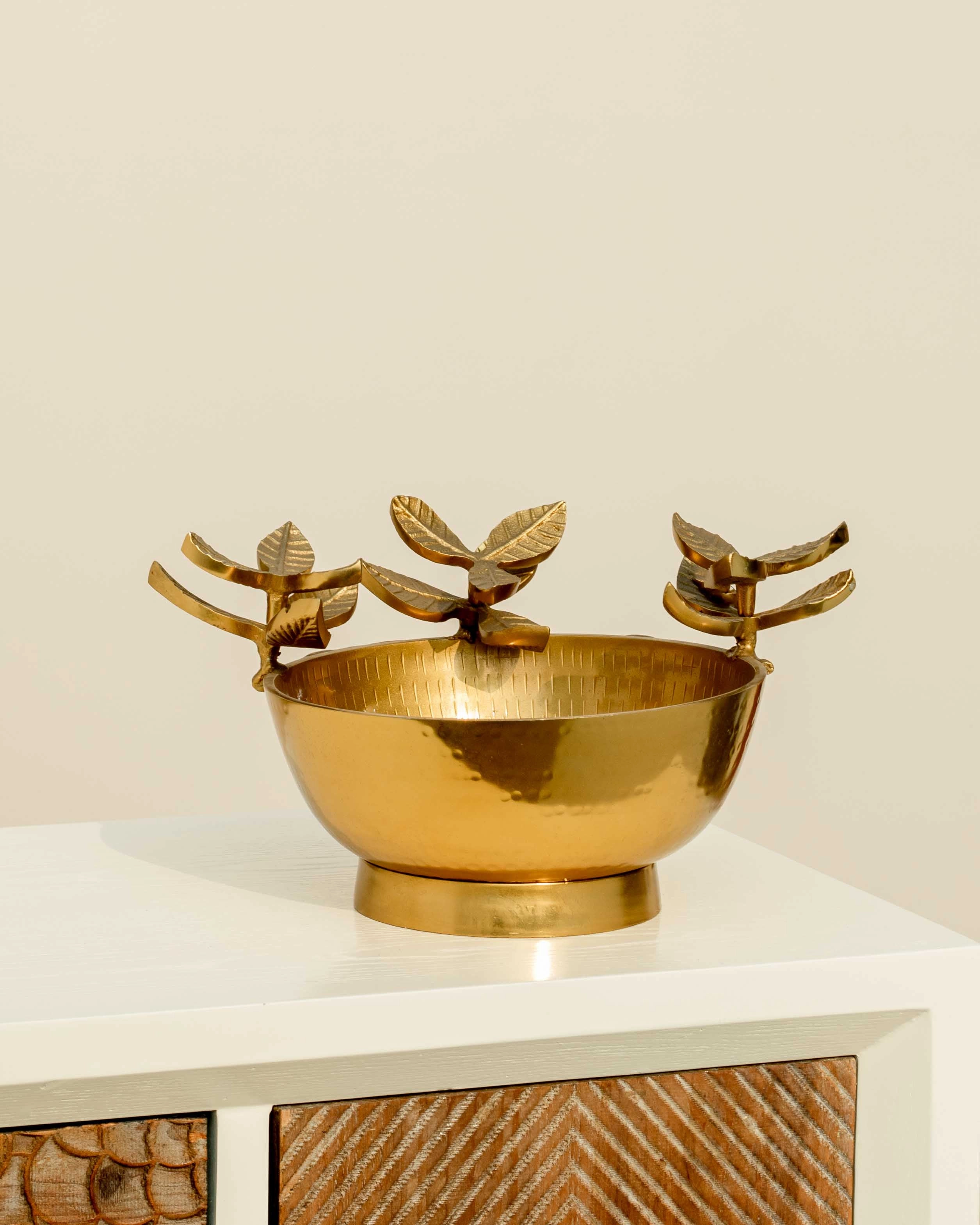 Enduring Flower Top Brass Bowl - 9"modern kitchen decor ,kitchen dinner set ,dinnerware 