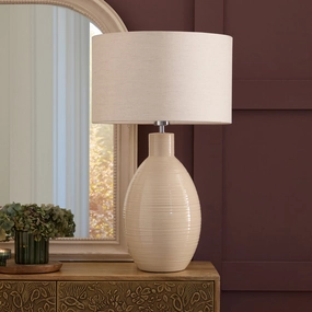 Epona Lamp Base Creamreplacement lampshade,White Linen Drum Lampshade for Table or Floor Lamp