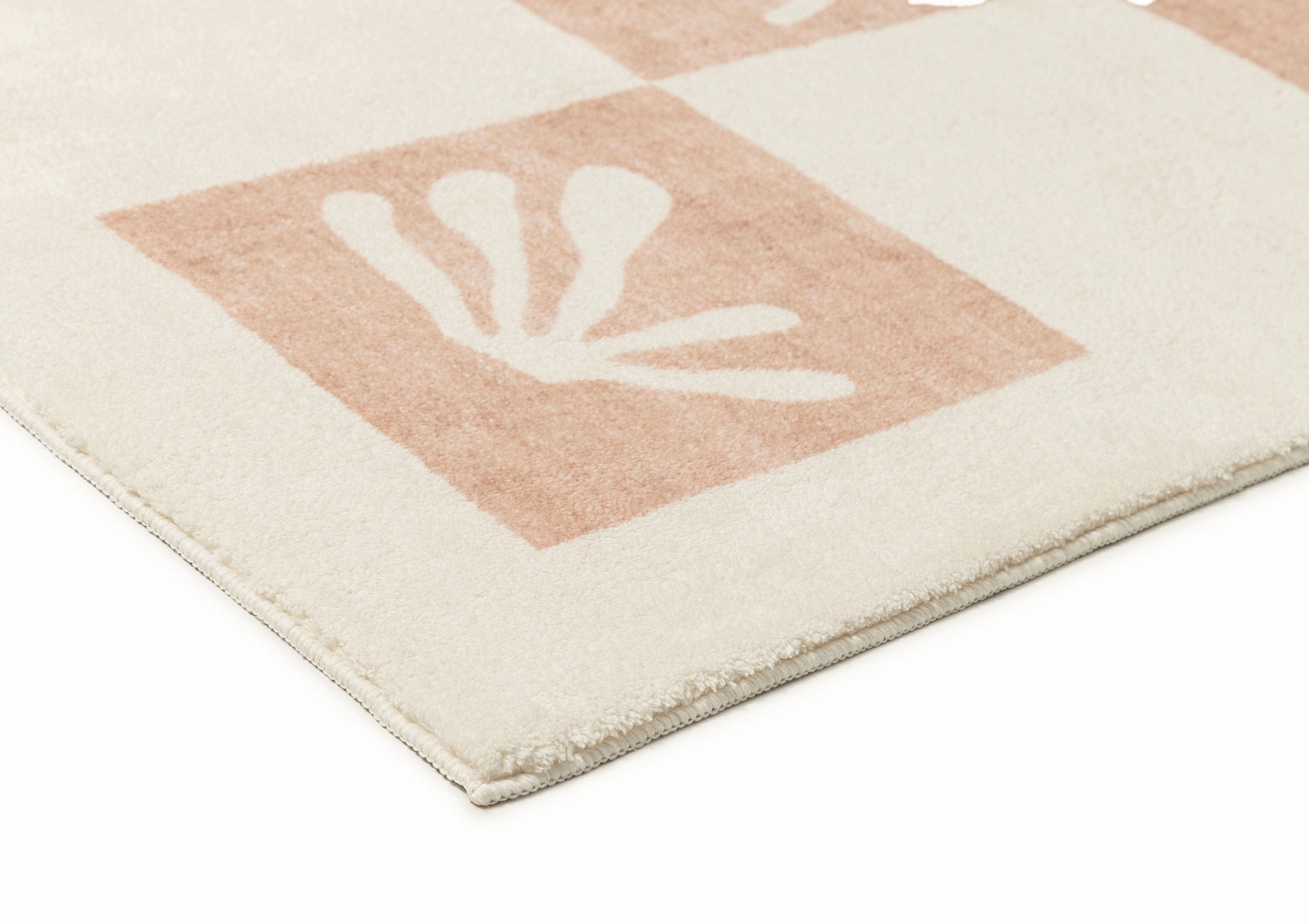 Erika Beige and Cream Checkered Washable Rug