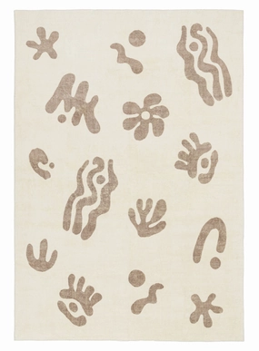 Esilda Brown Abstract Washable Rugmodern color block patchwork rug