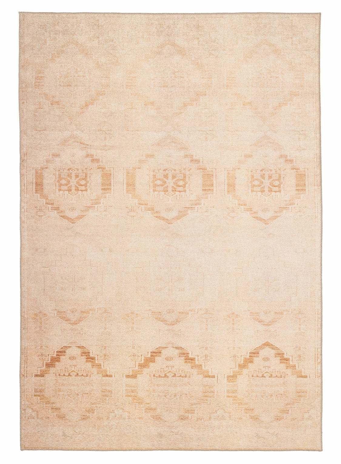 Esther Cream and Peach Tribal Washable Rugmodern color block patchwork rug