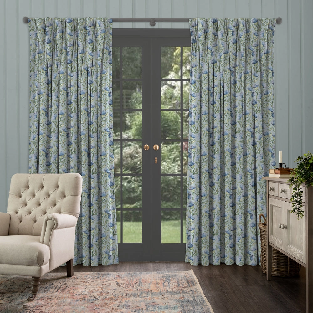 Ettrick Printed Made to Measure Curtains Bluebell