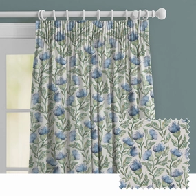 Ettrick Printed Made to Measure Curtains Bluebell Creambedding sets ,throw blankets 
