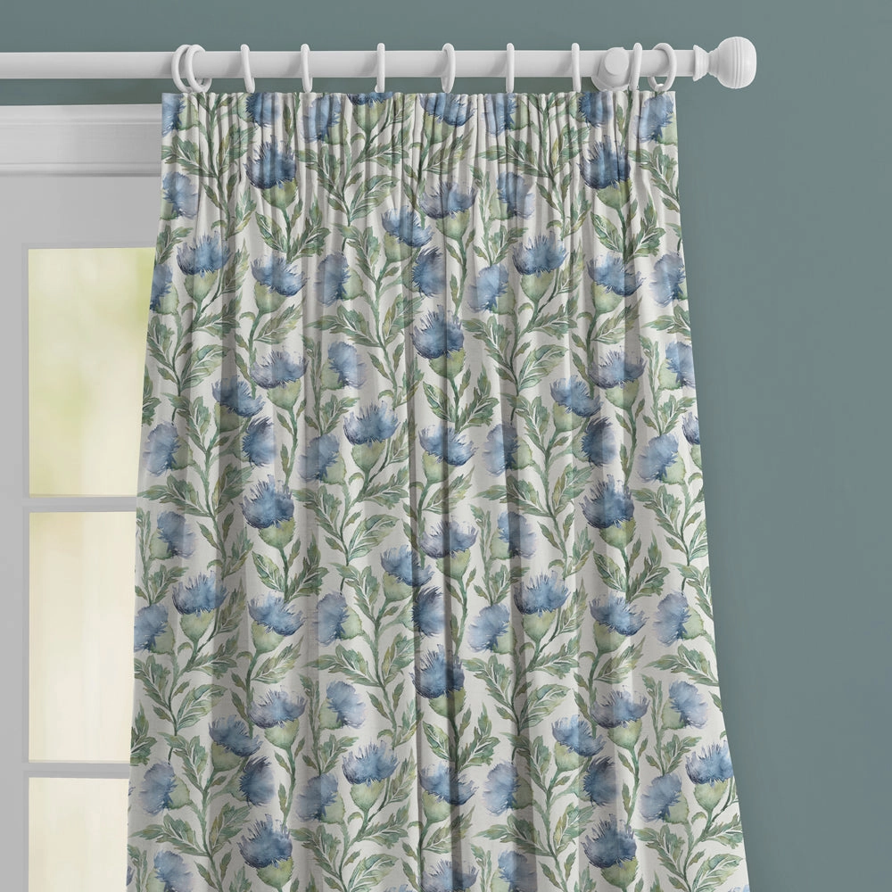 Ettrick Printed Made to Measure Curtains Bluebell Cream