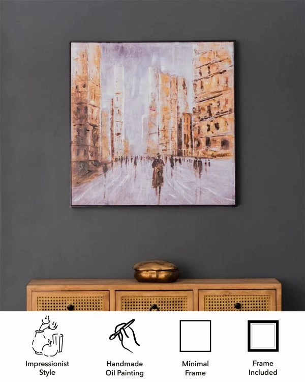European Cityscape Semi Hand-made Wall Art - 32*32 Inch
