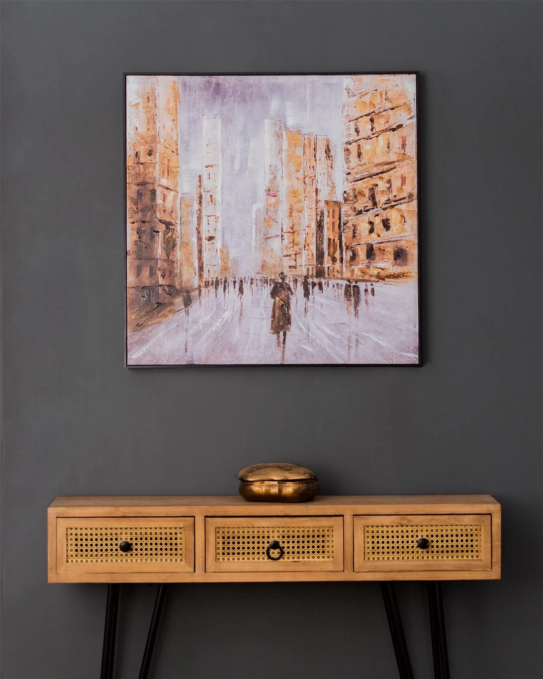 European Cityscape Semi Hand-made Wall Art - 32*32 Inchnordic style wall decor