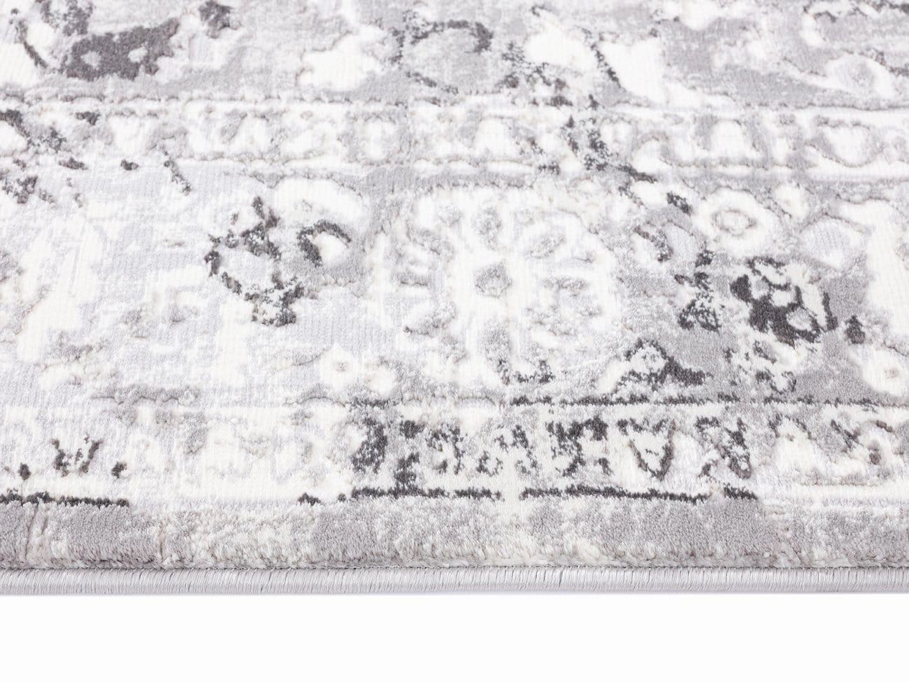 Evryn Charcoal Grey And Ivory Distressed Floral Runner Rug *NO RETURNS UNLESS FAULTY