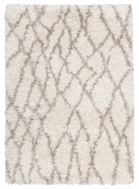 Fabiola Cream & Beige Tribal Shag Rugmodern color block patchwork rug