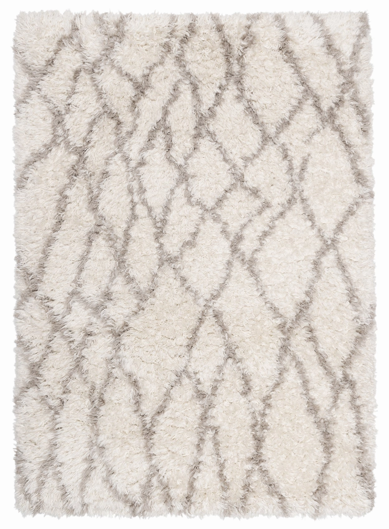 Fabiola Cream & Beige Tribal Shag Rugmodern color block patchwork rug