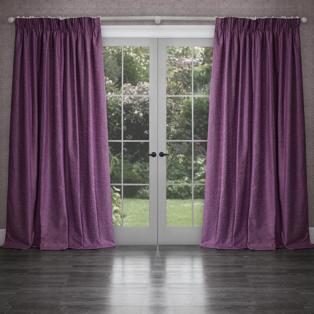Farley Woven Chenille Pencil Pleat Curtains Damson