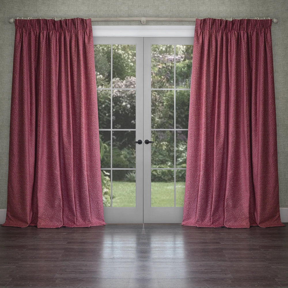 Farley Woven Chenille Pencil Pleat Curtains Peony