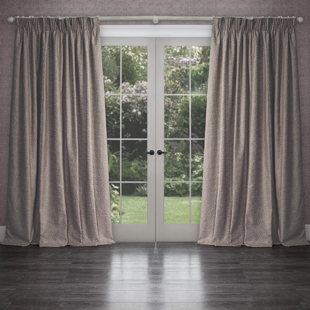 Farley Woven Chenille Pencil Pleat Curtains Truffle