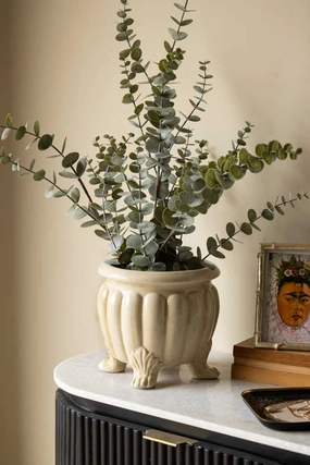 Faux Eucalyptus Plant In Potdecorative vase ,Modern Ceramic Vase for Home Decoration 