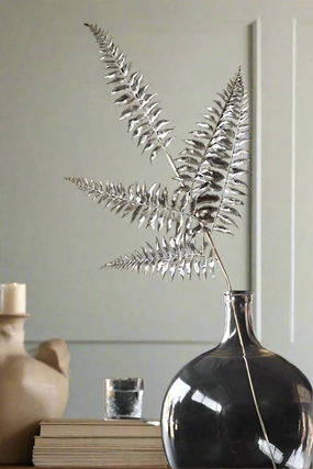 Faux Silver Fern Leaf Stemdecorative vase ,Modern Ceramic Vase for Home Decoration 